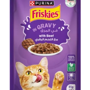 FRISKEIS CAT BEEF IN GRAVY POUCH 85G 206013