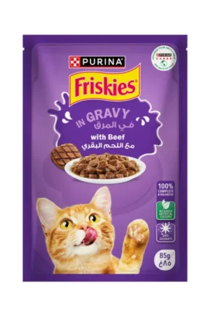 FRISKEIS CAT BEEF IN GRAVY POUCH 85G 206013