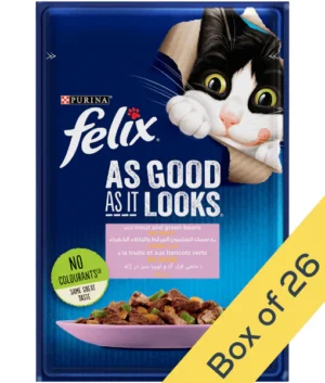 FELIX CAT TROUT & GRN BEANS IN JELLY POUCH 85G 206203