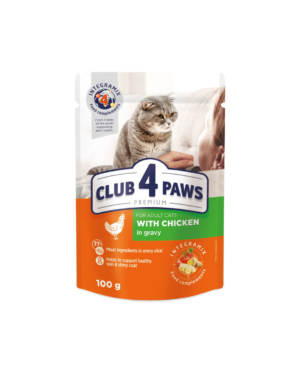 CLUB 4 PAWS ADULT CAT WITH CHICKEN IN GRAVY 100G 2245 CLUB 4 PAWS ADULT CAT WITH CHICKEN IN GRAVY 100G 2245