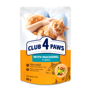 CLUB 4 PAWS ADULT CAT WITH MACKEREL IN GRAVY 85G 2242