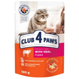 CLUB 4 PAWS ADULT CAT WITH VEAL IN GRAVY 100G 2244