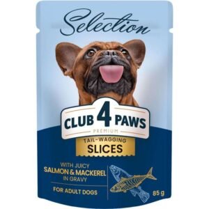 CLUB 4 PAWS SLICES SALMON & MACKEREL IN GRAVY 85G 3481