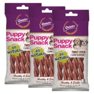 GNAWLERS PUPPY SNACK TWIST STICK LAMB FLAVOUR 5PCS