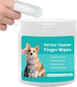 PET EAR CLEANER FINGER WIPES 50CT