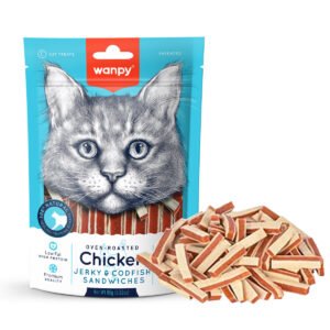 6927749811336 WANPY CAT CHICKEN JERKY COSFISH SANWICHES 80G