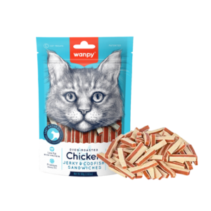 WANPY CAT CHICKEN JERKY COSFISH SANWICHES 80G