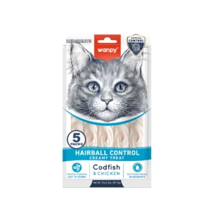 WANPY HAIRBALL CNTRL CODFISH & CHICKEN 5x14G