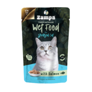 ZAMPA CHUNKS IN JELLY WET FOOD STERILISED CAT SALMON 85G