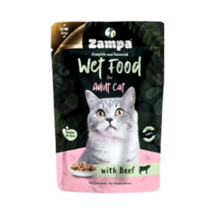 ZAMPA CHUNKS IN JELLY WET ADULT CAT FOOD BEEF 85G