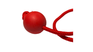 RED BALL WITH ROPE FOR DOG